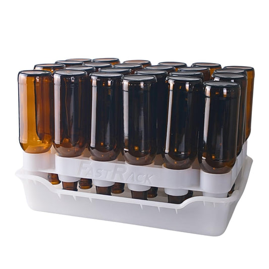 FASTFERMENT - 24-Bottle Drying Rack & Tray| Bottle Drying Tree Alternative | Dry & Store your Wine or Bomber/Belgian Bottles | Stackable | White | Dishwasher Safe | Home Brewing Supplies