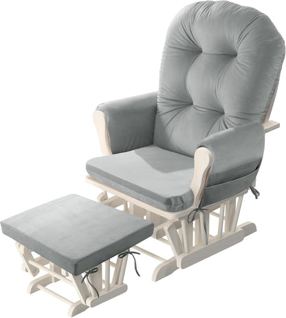 HOMBYS Glider Rocker Replacement Cushions 5 PCS with Storage Side Pocket, Velvet Fabric, Foam & Microfiber Filling, Non-Slip & Washable,Thickened & Supportive for Glider Rocking Chair