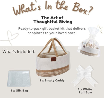 DECOMOMO Baby Caddy Organizer, Mother's Day Diaper Caddy Basket, Baby Baskets for Baby Shower (Spiral Beige & White, Large)