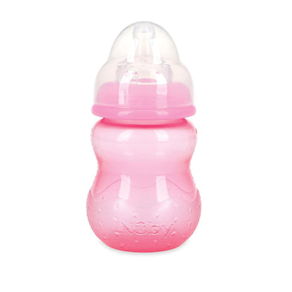 Nuby Wide Neck Non-Drip Bottle - Baby Bottles with Anti-Colic Vari-Flo Valve - (3-Pack) 8 Oz - 0+ Months - Aqua, Pink, Purple