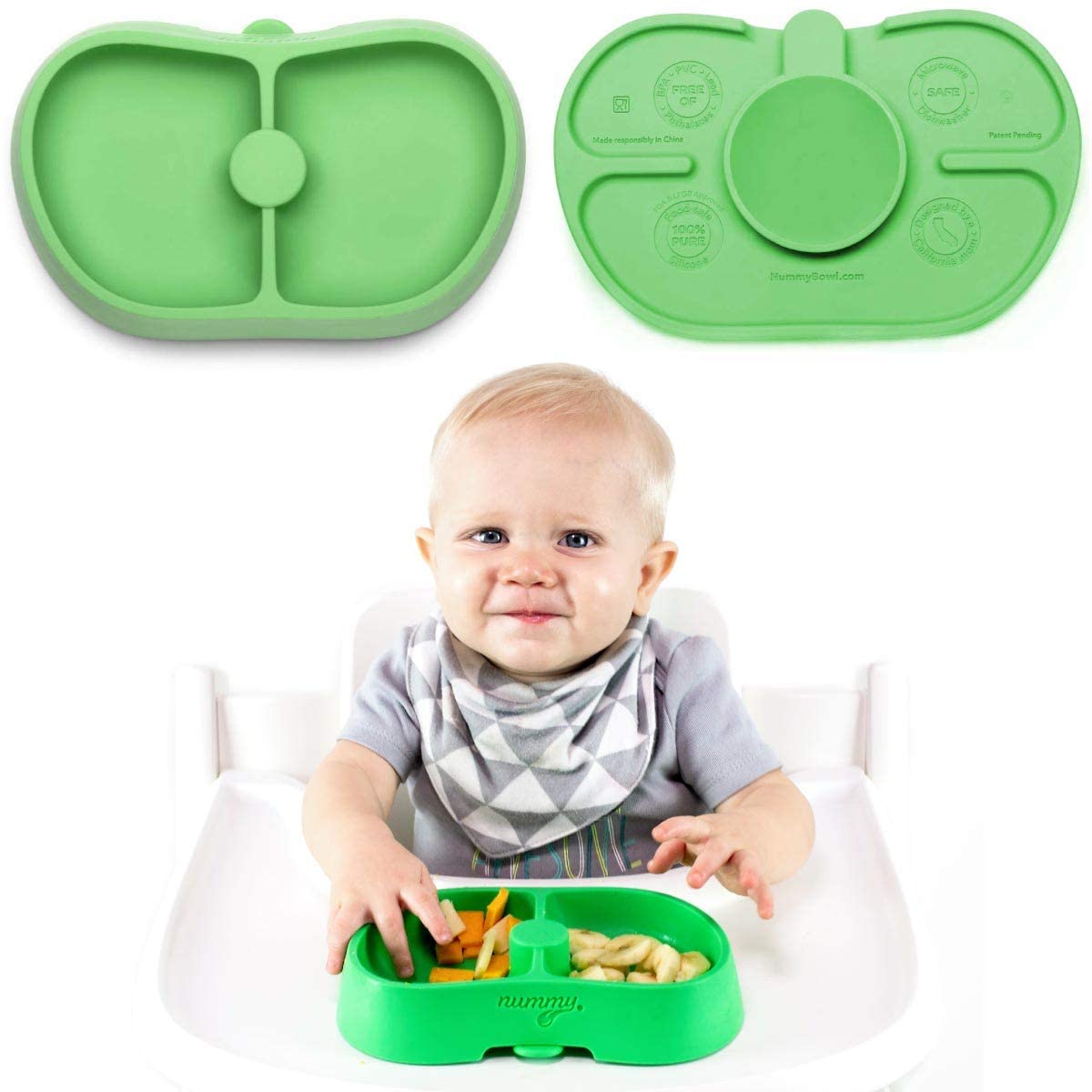 Nummy BOWL - Pure Silicone Bowl with Hidden Suction Cup for Babies and Toddlers | BPA and Phthalate Free | Microwave and Dishwasher Safe | Great Baby Gift (Blue, Puppy Pal Collection)