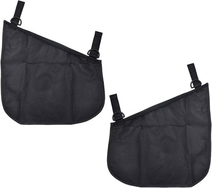 Alovexiong 2 Pack Universal Stroller Organizer Bag, Side Sling Cargo Stroller Net, Non-Slip and Adjustable Straps Storage Mesh Bag for Baby Accessories, Mesh Cargo Net for Stroller Storage - Black