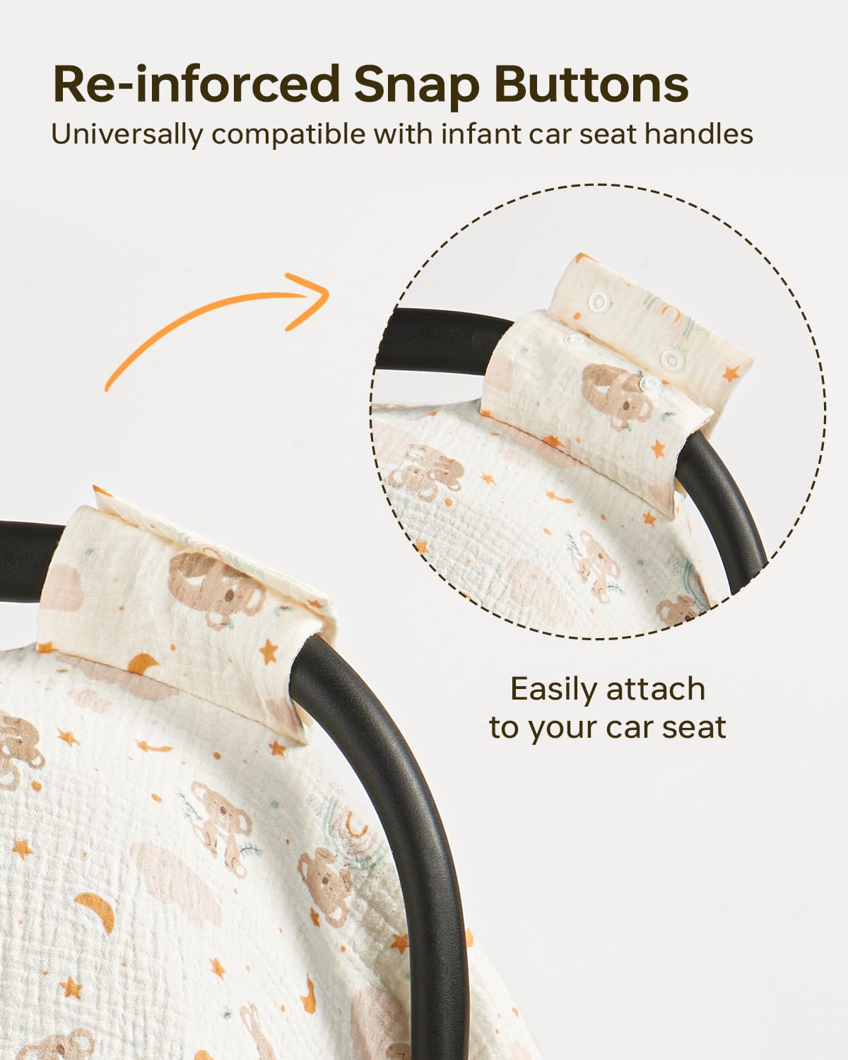 100% Muslin Cotton Car Seat Cover for Baby, Soft Breathable Car Seat Canopy, Universal Infant Carseat Cover Sun Protector, Lightweight Summer Stroller Cover for Boys Girls - Strawberry