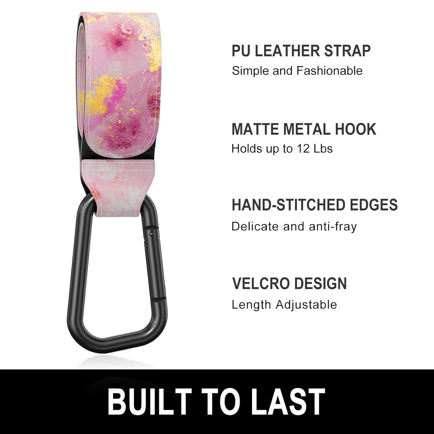Baby Stroller Hooks for Hanging Bags, Universal Stroller Clips Accessories, Mommy Hook for Diaper Bag, Shopping Cart, Purse, Backpack - 2 Pack, Abstract Leaf