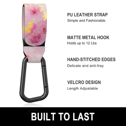 Baby Stroller Hooks for Hanging Bags, Universal Stroller Clips Accessories, Mommy Hook for Diaper Bag, Shopping Cart, Purse, Backpack - 2 Pack, Abstract Leaf