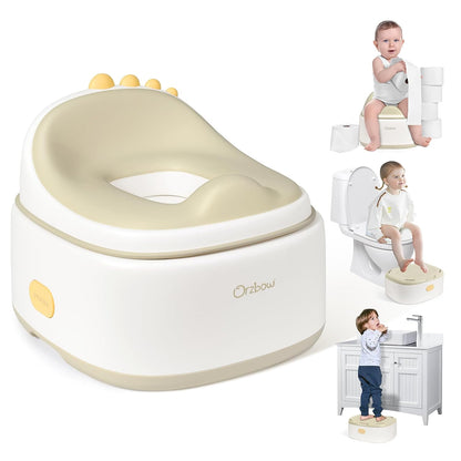 Orzbow 3-in-1 Toddler Potty Training Toilet | Baby Potty Chair, Toilet Topper Training Seat and Step Stool for Boys and Girls, Easy-to-Clean with Splash Guard and Lid, Grey