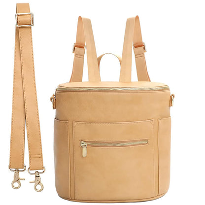 miss fong Small Diaper Bag Mini Diaper Bag, Leather Diaper Bag Backpack Mini Backpack with 14 Pockets Insulated Pockets & Shoulder Strap