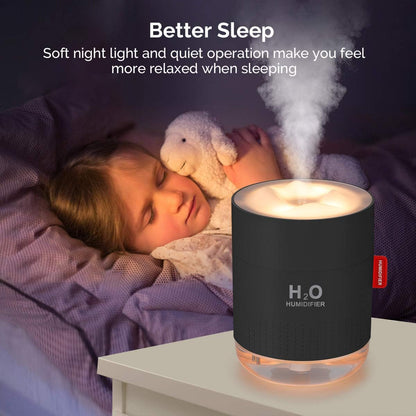 Portable Mini Humidifier, 500ml Small Cool Mist Humidifier, USB Personal Desktop Humidifiers for Baby Bedroom Travel Office Home, Auto Shut-Off, 2 Mist Modes, Super Quiet, White