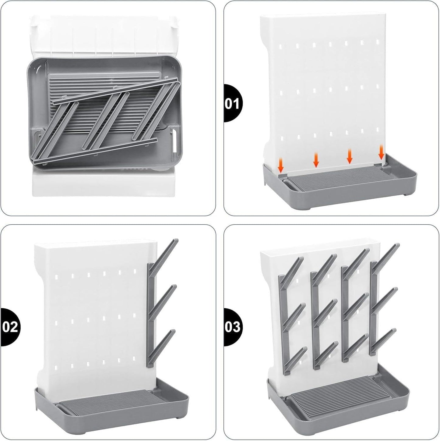 Baby Bottle Drying Rack, Countertop Bottle Dryer, Cup Drying Rack, for 12Pc Bottles and Accessories,Pump Parts,Pacifiers,Vitality Grey,Free small brush for cleaning