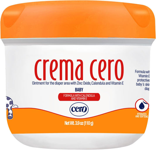 Crema Cero Diaper Rash Cream for Baby with Zinc Oxide and Calendula – High-Strength Diaper Cream for Quick Relief and Protection – Hydrating and Soothing Baby Balm – Calendula 8.5 oz