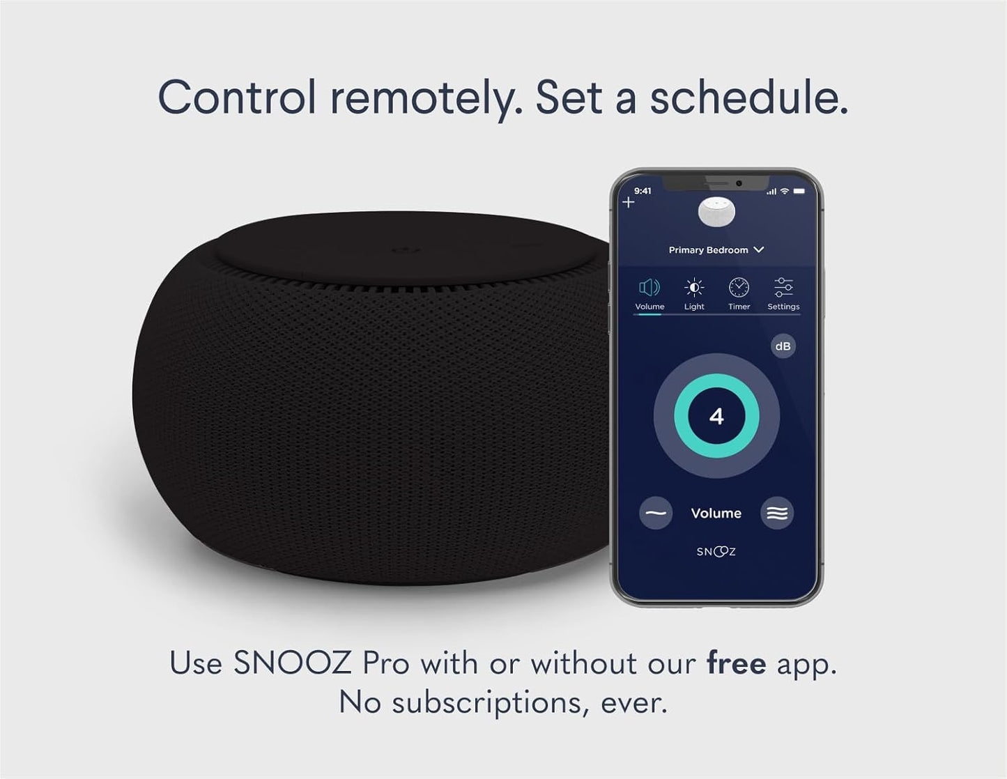 SNOOZ Pro White Noise Sound Machine - Natural Fan Noise, Non-Looping Sound, App Scheduler - Travel Case Included, Sleep Aid for Adults & Baby, 10 Volume Settings, Portable, Gift Registry - Cotton