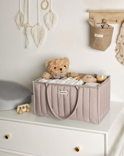 Blissful Diary Baby Diaper Caddy Organizer, Stylish Storage Basket for Newborn Essentials and Diaper Station, Gift for Baby Shower and Registry Must-Have, Mocha Brown