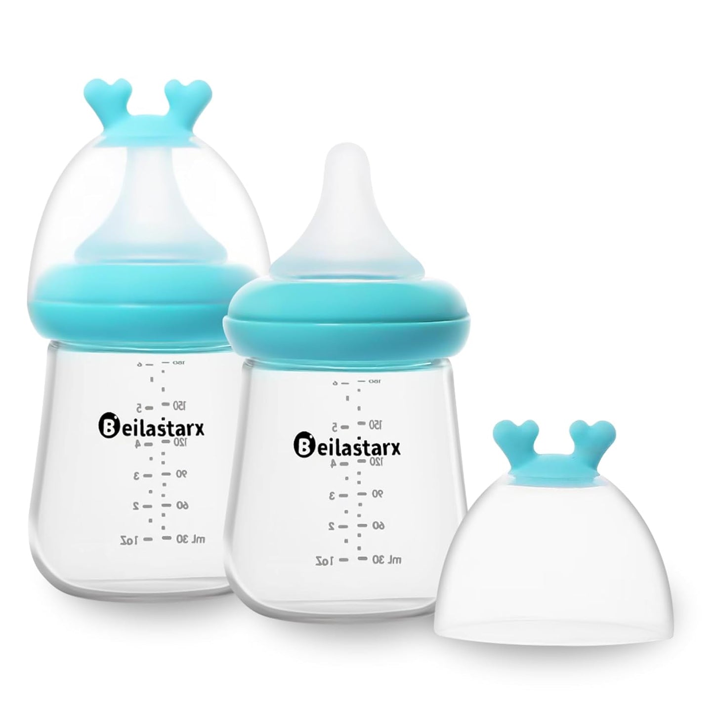 Glass Baby Bottles with Natural Response Nipple Size SS - Anti Colic Baby Bottles Wide Neck Slow Flow Baby Bottle (Multicolor, 4oz (Pack of 2))