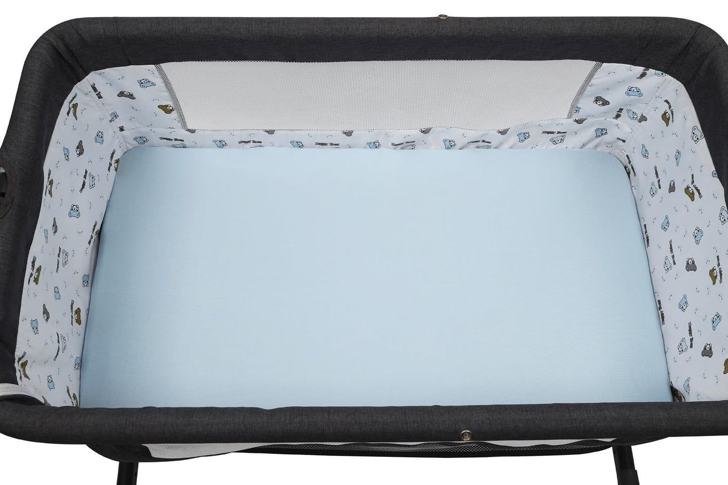 Bassinet Sheet Set 2 Pack Snug Fitted Bedside Sleeper Bassinet Sheets, Stretchy Ultra Soft, Unisex Boy Girl, Light Blue & Dinosaur