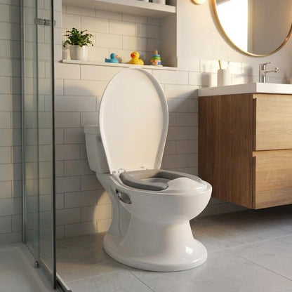 2-in-1 Toddler Potty Training Toilet, Baby Potty Training Toilet with Real Feel Flush & Wipes Storage, Portable Non-Slip Children Toilets Chair with Paper Holder