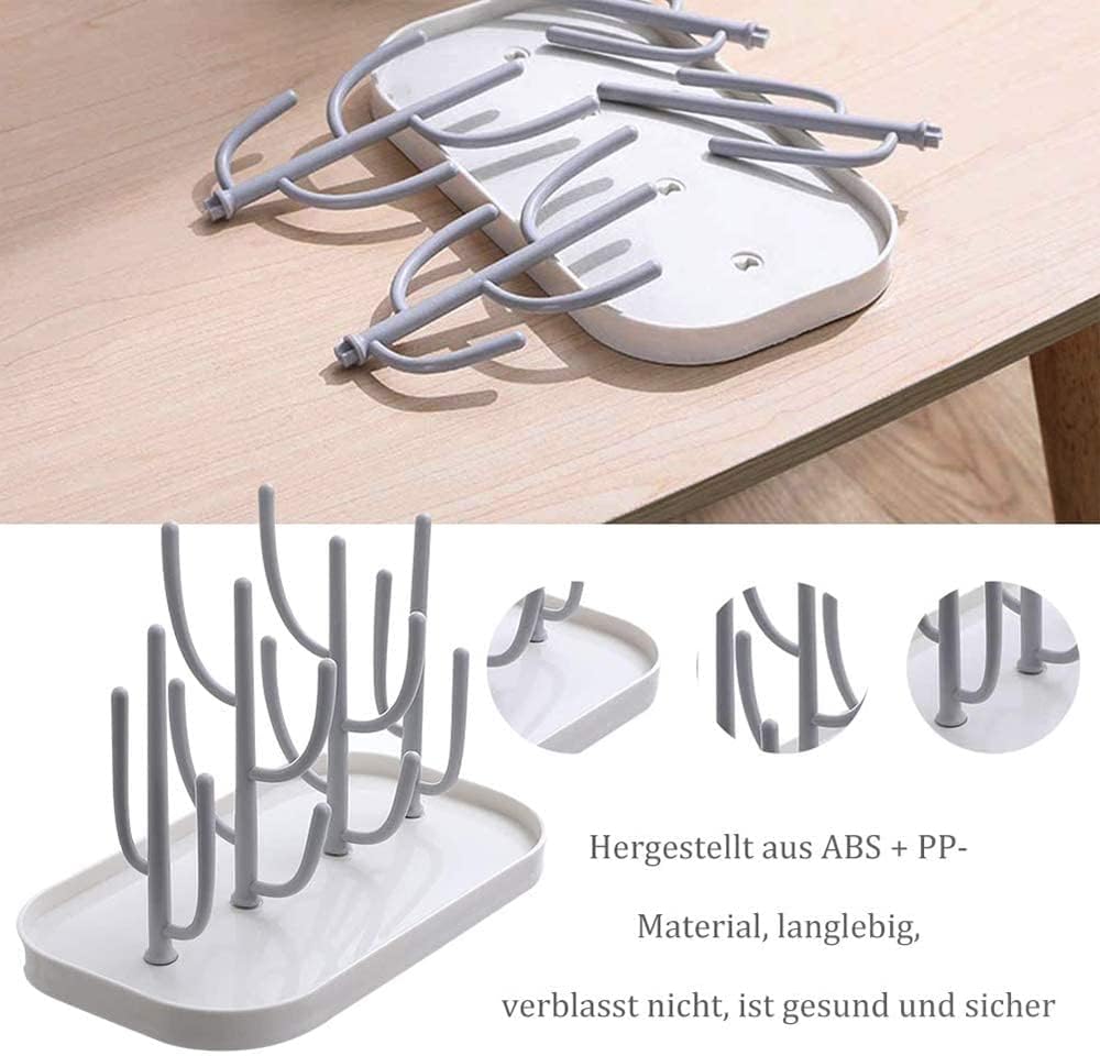 Baby Essentials,Bottle Drying Rack,Baby Bottle Drying Rack,Drying Rack for Kitchen Counter,Detachable Bottle Dryer Holder with Base.for Nipples,Cups,Pump Parts and Accessories(Green)
