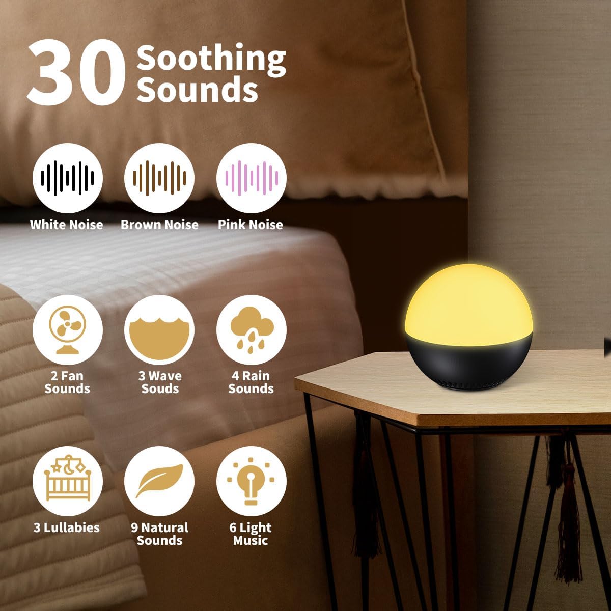 Battery Sound Machine Mini White Noise Machine Baby Shushing Portable Brown Noise Machine 30 Soothing Sounds for Kids Adults Dogs Auto-Off Timer 32 Volume Levels Sleep Machine for Home Office Privacy
