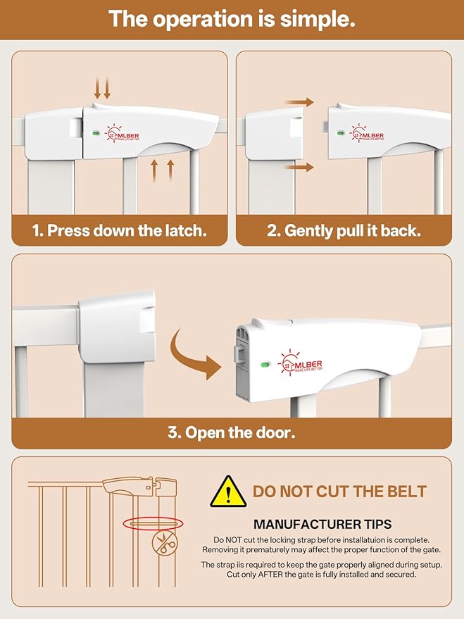 Baby Gate for Indoor Stairs & Doorways: Wide Expandable 27.9-42.1" Metal Safety Gate - Toddler Pets 30" Tall Dog Gate with Easy Install Pressure Mount Dual Lock & 2-Way Swing, White.