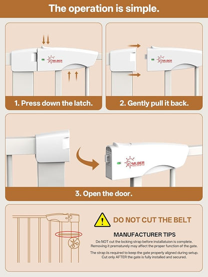 Baby Gate for Indoor Stairs & Doorways: Wide Expandable 27.9-42.1" Metal Safety Gate - Toddler Pets 30" Tall Dog Gate with Easy Install Pressure Mount Dual Lock & 2-Way Swing, White.