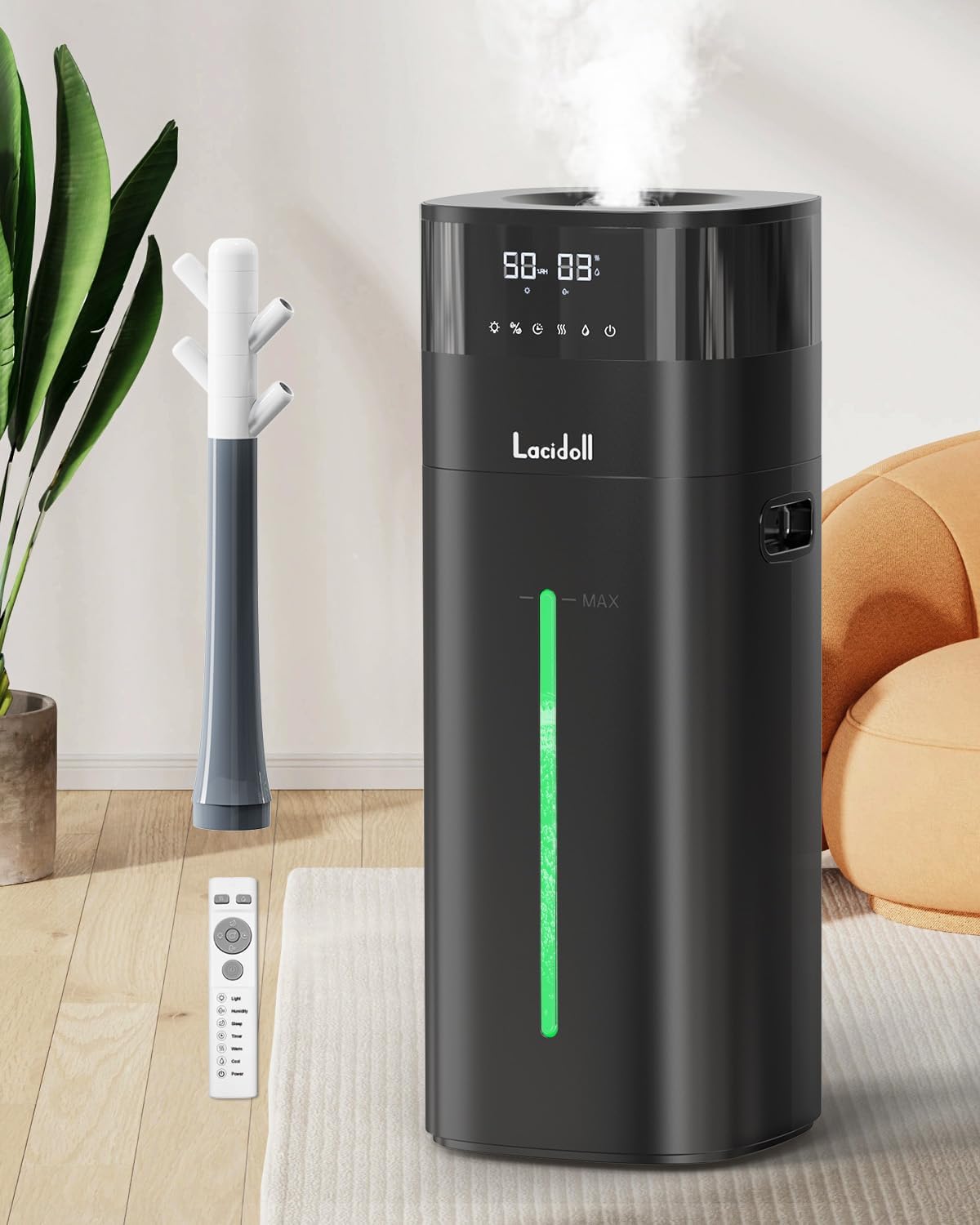 LACIDOLL Cool and Warm Mist Humidifier Large Room, 5.3Gal/20L Humidifiers for Home 2500 sq ft, Air Humidifiers for Bedroom with Diffuser&Extended Tube, Whole House Humidifiers for Nursery Baby Plants