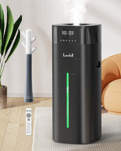 LACIDOLL Cool and Warm Mist Humidifier Large Room, 5.3Gal/20L Humidifiers for Home 2500 sq ft, Air Humidifiers for Bedroom with Diffuser&Extended Tube, Whole House Humidifiers for Nursery Baby Plants