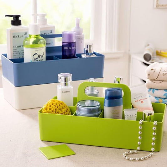 Portable Bath caddy for baby, Bathroom Makeup organizer Countertop with Handle,Skincare Organizer Caddy for Vanity,Storage Box with Handle,Large Cosmetic Display case for Dresser