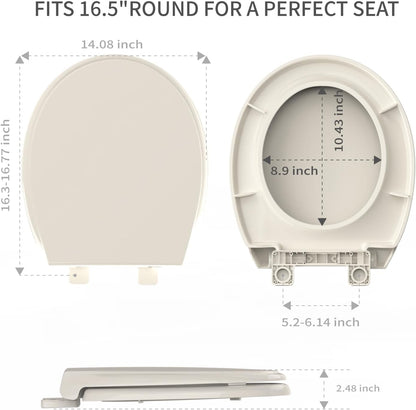 Potty Training Toilet Seat, 16.5" Round White Seat with Built-In Toddler Function, Design for Both Child and Adult,with Detachable Seat Stable .Safe PP Material,Slow Close,Magnets- Round,Easy Install