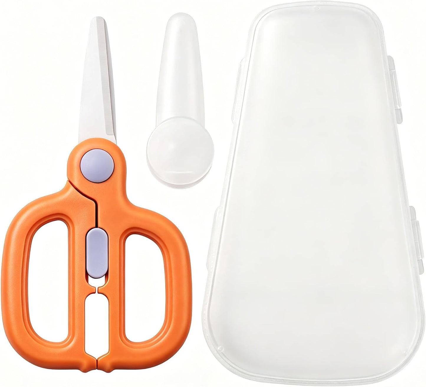 Baby Food Scissors with Travel Case, Ceramic Food Scissors Kids, Toddler Scissor with Safety Lock, Ideal for Pizza, Meats, Noodles, Vegetables, and Fruits (C)