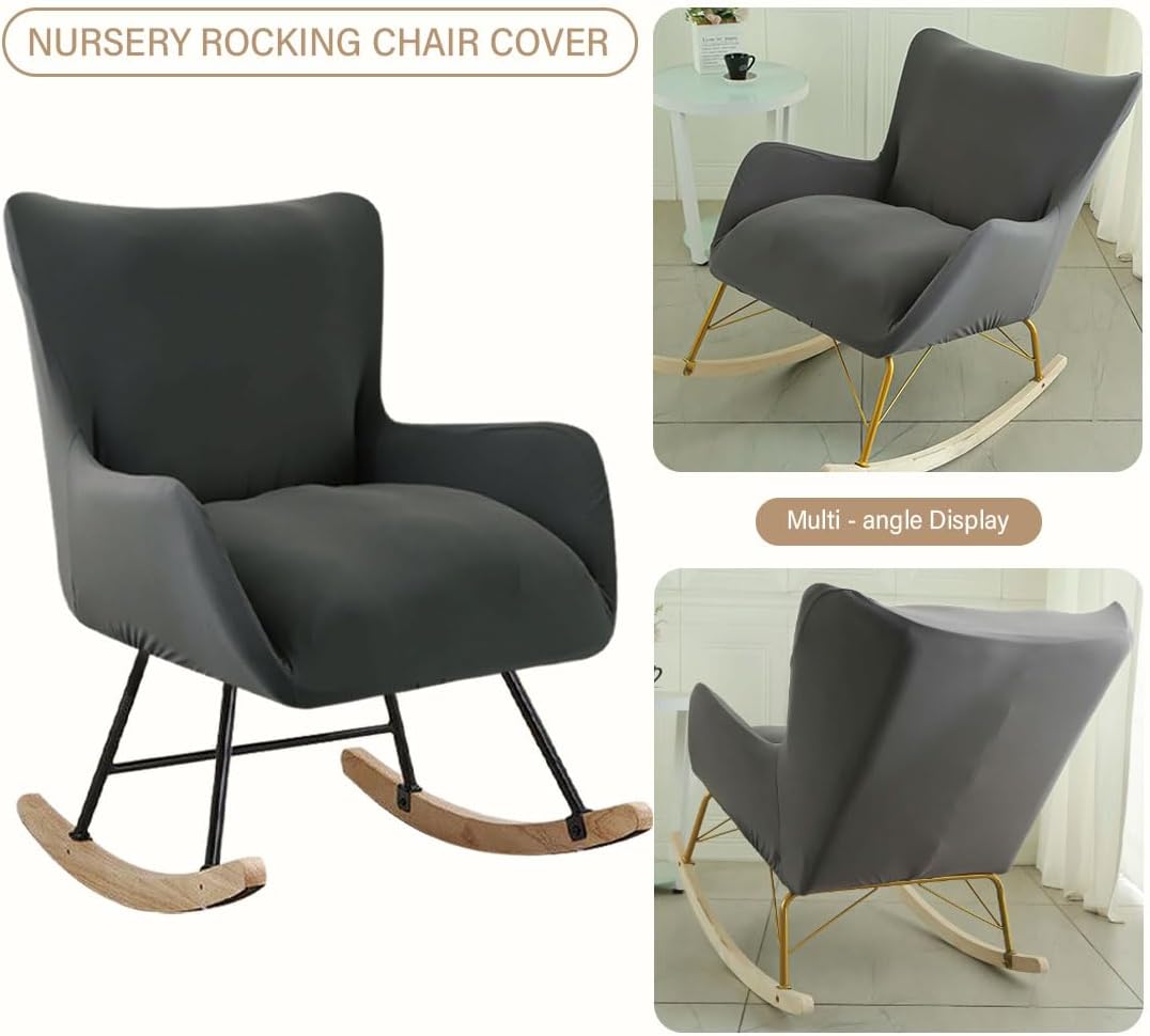Nursery Rocking Chair Cover Stretchable Glider Chairs Cover Slipcovers Printed Rocking Accent Armchair Slipcover for Living Room Bedroom Offices, 03
