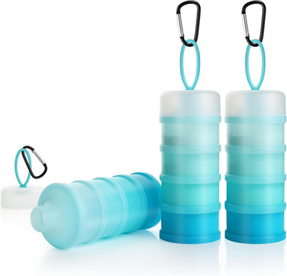 Accmor 2 Pcs Protein Powder Container to Go with Funnels Stand, 4 Compartments Stackable Protein Powder Dispenser for Workout, Fitness, Travel