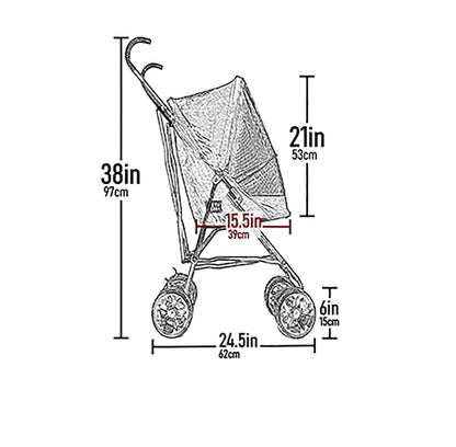 Pet Gear Travel Lite Plus Stroller, Compact, Easy Fold, No Assembly Required, Large Wheels for Cats and Dogs up to 15 pounds, Light Pink