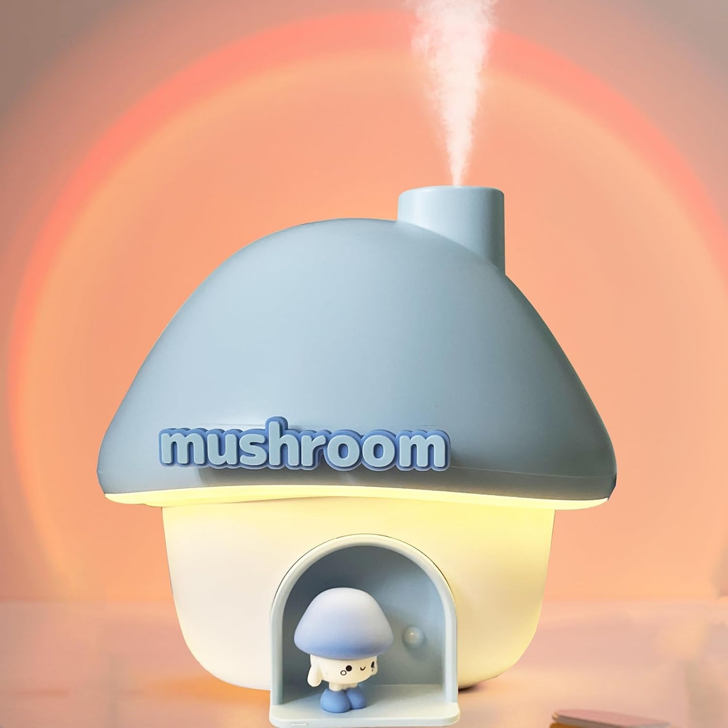 Ultrasonic Humidifiers for Bedroom and Office,Cold fog humidifier with sunset light, baby humidifier with night light,Portable Humidifier, two spray modes and ambient ligh
