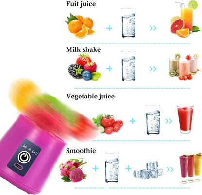 Portable Blender Cup,Electric USB Mini Juicer Blender For Shakes and Smoothies, Juice,380ml, Six Blades Great for Mixing,Black