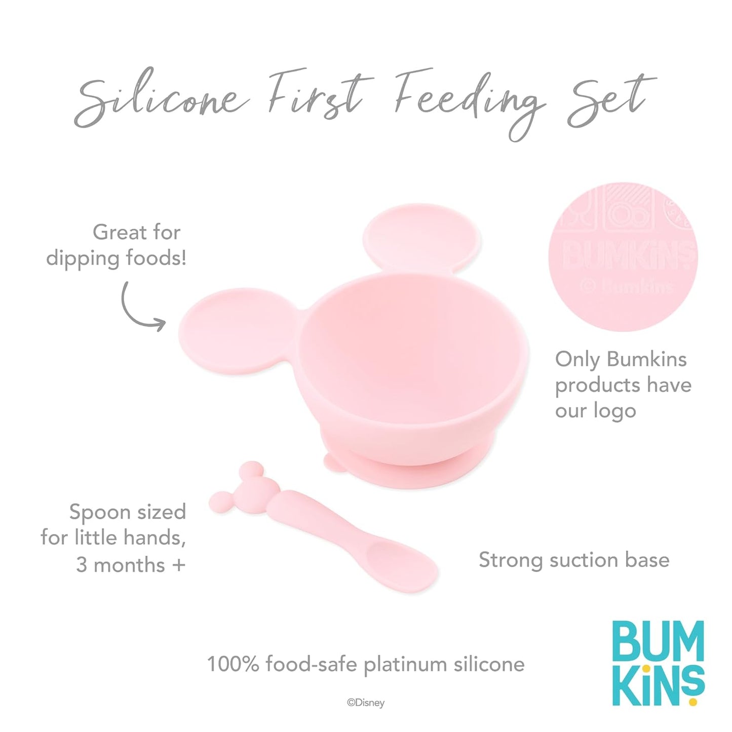 Bumkins Baby Bowl, Silicone Feeding Set with Suction for Baby and Toddler, Includes Spoon and Lid, First Feeding Set, Training Essentials for Baby Led Weaning for Babies 4 Months Up, Sage