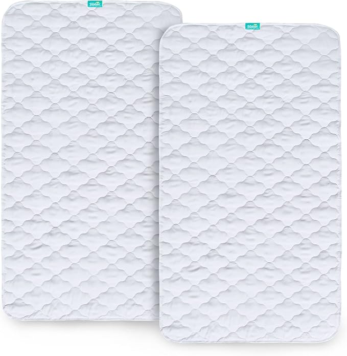 Waterproof Crib Mattress Protector Pad 2 Pack 28" x 52",Non-Slip & Absorbent Mattress Pad for Baby Standard Crib/Bed, Quilted Machine Washable White