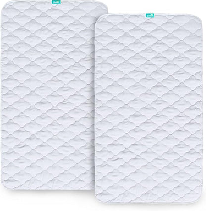 Waterproof Crib Mattress Protector Pad 2 Pack 28" x 52",Non-Slip & Absorbent Mattress Pad for Baby Standard Crib/Bed, Quilted Machine Washable White