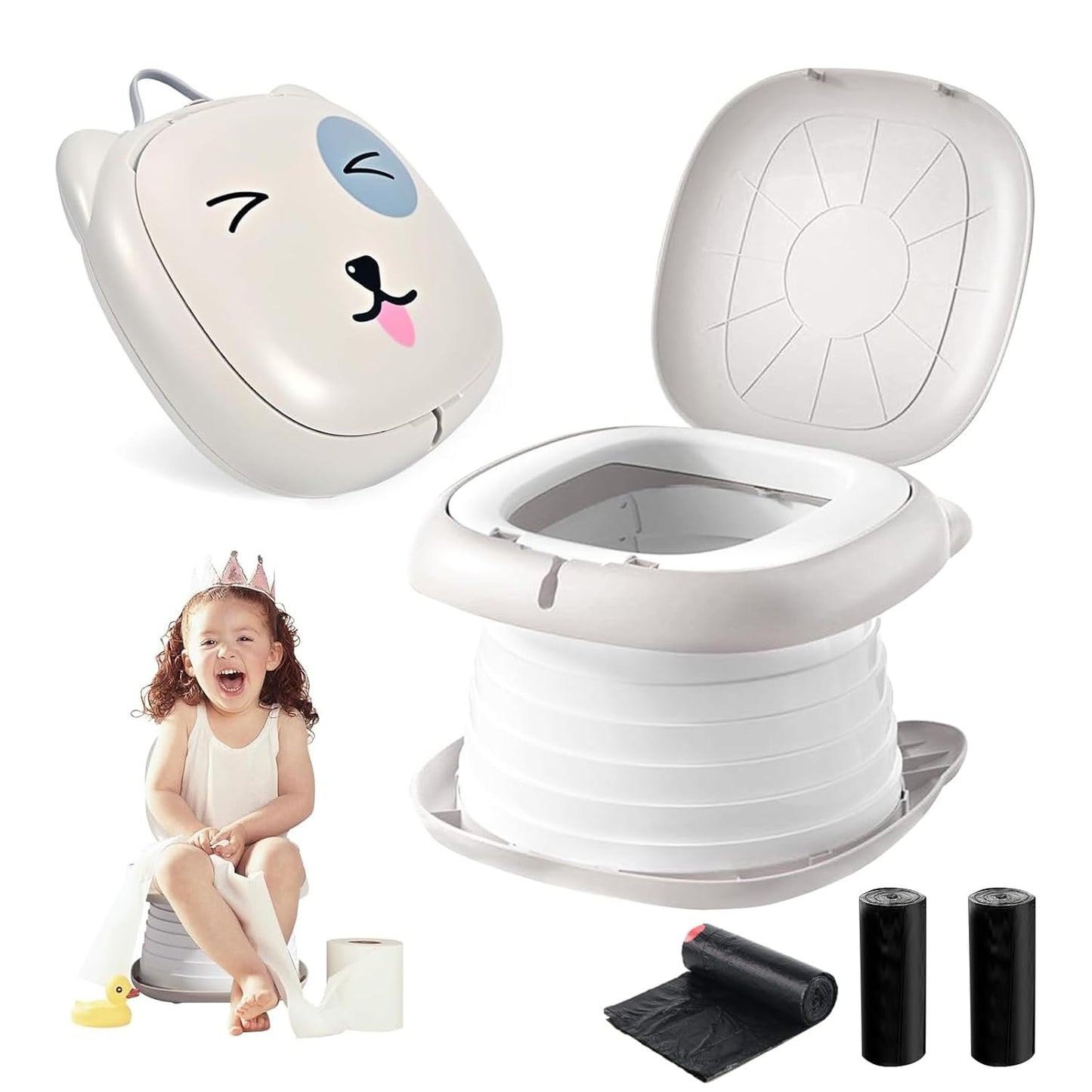 Travel Potty for Toddler Portable Foldable Potty Training Toilet for Boys Girls Baby Kids Children Indoor Outdoor,Pink