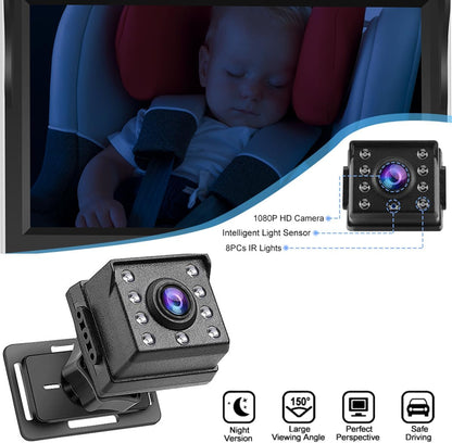 Shkalacar Baby Car Camera 4.3" HD Night Vision Baby Car Mirror- 1080P Night Vision Rear Facing Baby Monitor, 150° Wide View Angle for Infants Kids Pets with Camera USB Plug