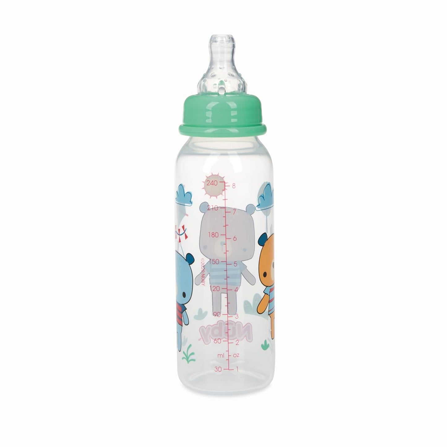 Nuby Printed Non-Drip 8oz Bottle, 3 Pack, Neutral