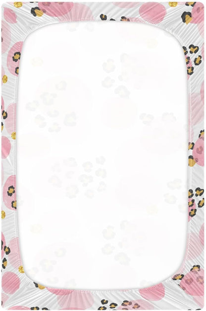 Fitted Crib Sheets White Bears with Clouds Stretchy Portable Playard Sheets for Baby Toddler, Breathable Soft Mini Crib Mattress 39 x 27 in for Boys and Girls