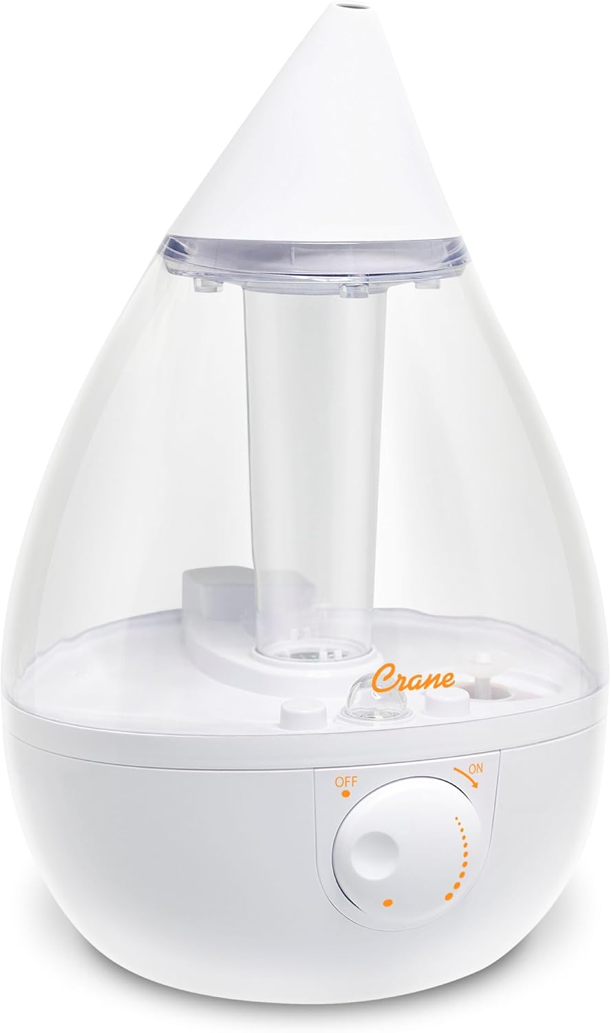 Crane Ultrasonic Cool Mist Humidifier for Bedroom, Baby Nursery, Kids Room, Plants, or Office, Large 1 Gallon Tank, Filter Optional, Clear and White