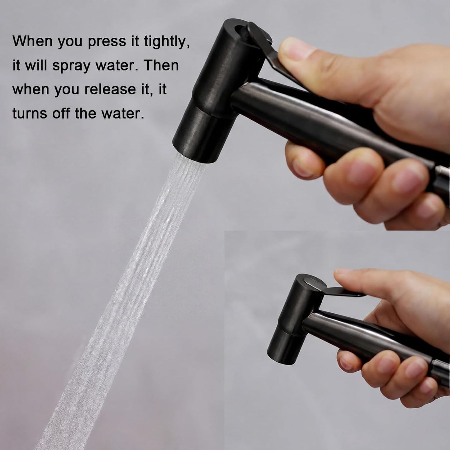 Mudder 2 Pieces Bidet Sprayer Head Stainless Steel Bidet Attachment for Toilet Handheld Cloth Bathroom Diaper Sprayer for Kitchen Adjustable Water Pressure Control (Black)