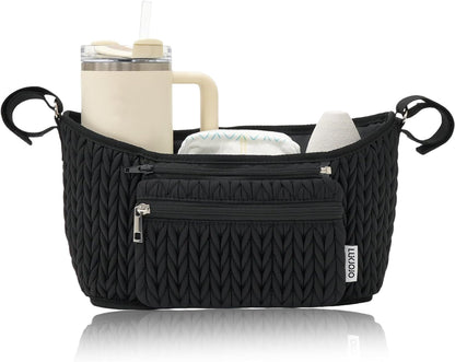 Stroller Organizer With Insulated Bottle Holder- Universal Fit, Detachable Bag, Fit For Most Of The Stroller And Pet Stroller (Black-B)
