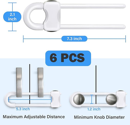 Baby Proofing Cabinets,Cabinet Locks for Babies,U-Shaped Child Locks for Cabinets, Child Proof Cabinet Latches,Child Safety Cabinet Locks with Adjustable by SPISPI (Pack of 6)