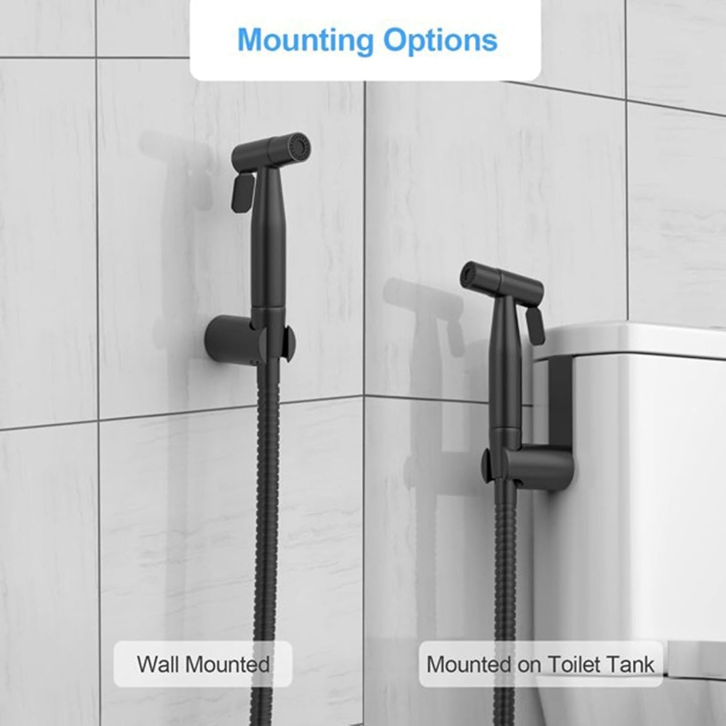 Generic Handheld Bidet Sprayer for Toilet, Hand held Stainless Steel Toilet Bidet Sprayer Kit, Hose with Anti-Leak Hose&High Pressure, for Personal Hygiene, Toilet Clean, Baby Diaper Cloth (Black)