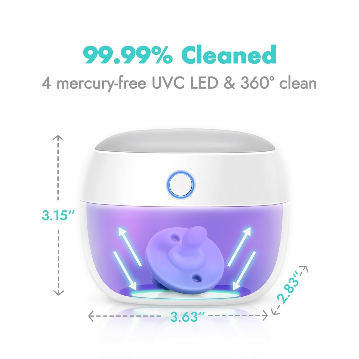 Papablic Portable Pacifier Sanitizer, UV Light Sanitizer Case On The Go for Baby Health, USB Rechargeable Mini Travel Sanitizer Box, 99.99% Cleaned in 59 Seconds