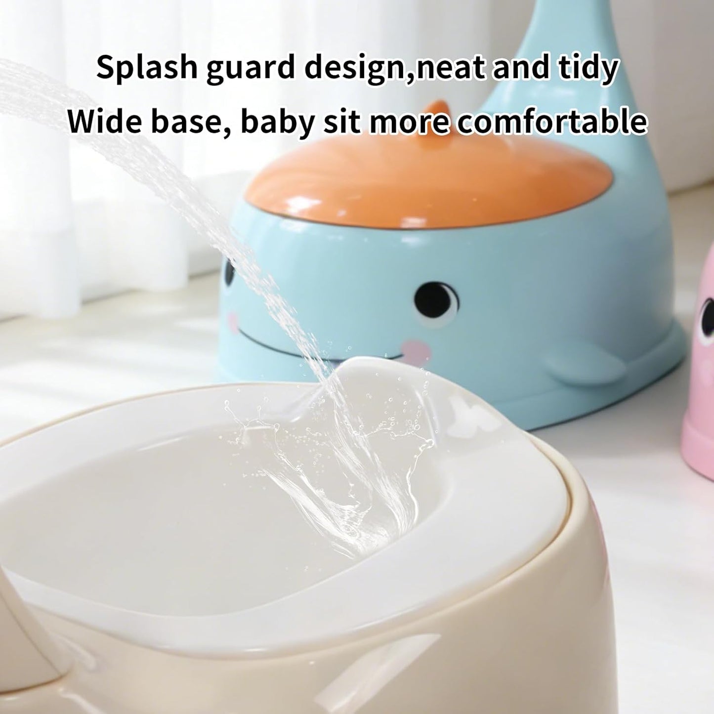 Potty Seat Baby Training Chair Boys Girls Toddler Whale Comfortable children 1-5 years old Baby toilet Animal seat with lid back potty trainer (Pink)