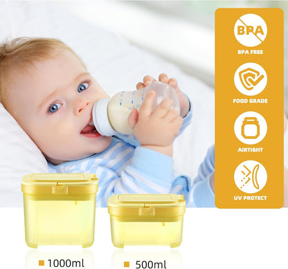 Shockproof Airtight Baby Formula Container with Scoop，Baby Formula Dispenser for Travel Outdoor Activities,BPA Free (Yellow, 1000ml)