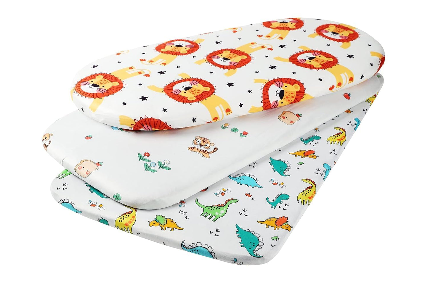 Onacosht Stretchy Bassinet Sheets 33" x 19" Compatible with Mika Micky, KoolaBaby (3 in 1), BabyBond, HARPPA and RICUTON Bedside Bassinet, 3 Pack for Baby Boy and Girl, Pink Floral