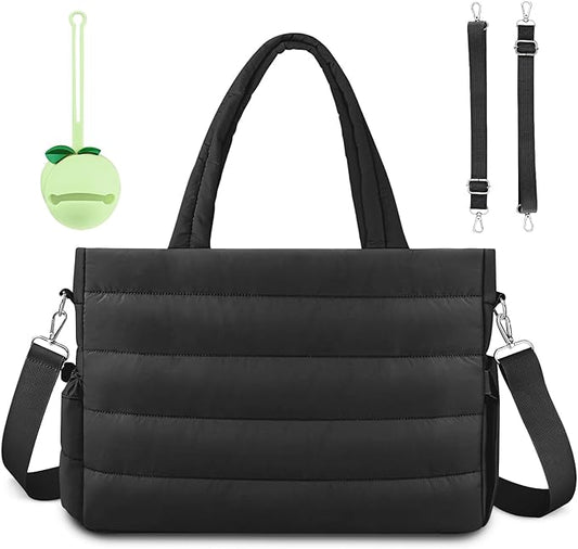 KUBYA Diaper Bag Tote, Puffer Diaper Tote Bags for Women Lightweight Travel Work Hospital Baby Bag Crossbody Mommy Bag